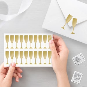 20 decalques para taças de champanhe, decalques para envelopes, selos de aniversário, decalques para festas, selos para convites, decalques para planejador - 30 cores diferentes disponíveis
