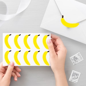 10 decalcomanie a banana, decalcomanie per buste, sigilli di compleanno, decalcomanie per feste, sigilli di invito, decalcomanie per pianificatore - 30 colori diversi disponibili