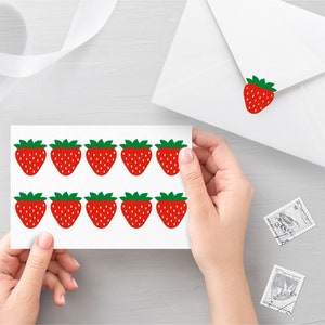 10 decalcomanie per fragole, decalcomanie per buste, sigilli di compleanno, decalcomanie per feste, sigilli di invito, decalcomanie per pianificatore - 30 diversi colori disponibili
