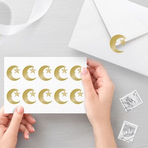 10 maan met sterstickers, envelopstickers, verjaardagszegels, feeststickers, uitnodigingszegels, plannerstickers - 30 verschillende kleuren beschikbaar