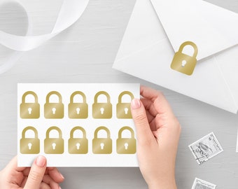 10 Padlock Envelope Decals, Birthday, Seals, Party, Invitation - 30 different colors available