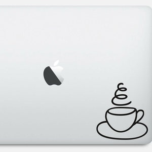 Koffiekopje mok sticker, laptop sticker, vinyl, macbook, notebook, sticker - verkrijgbaar in 3 maten en 30 verschillende kleuren