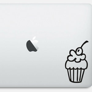 Cupcake sticker, laptop sticker, vinyl, macbook, notebook, sticker - verkrijgbaar in 9 maten en 30 verschillende kleuren