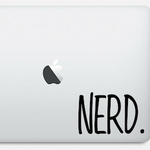 Nerd sticker, laptop sticker, vinyl, macbook, notebook, sticker - verkrijgbaar in 4 maten en 30 verschillende kleuren