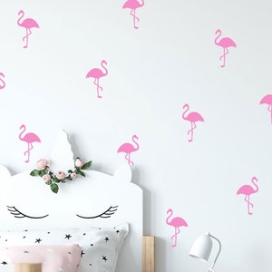 Flamingo muurstickerset - muurpatroonstickers - confettistickers - kinderkamerstickers - 30 verschillende kleuren en 5 maten beschikbaar