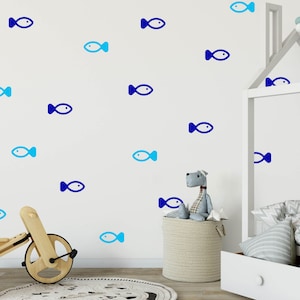 Vismuurstickerset - muurpatroonstickers - confettistickers - kinderkamerstickers - 30 verschillende kleuren en 5 maten beschikbaar