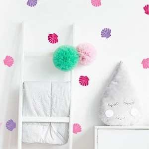 Schelp muurstickerset - muurpatroonstickers - confettistickers - kinderkamerstickers - 30 verschillende kleuren en 4 maten beschikbaar