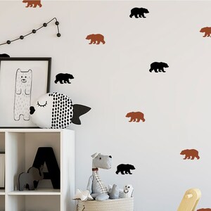 Ensemble de décalcomanies murales ours - autocollants - décalcomanies à motifs muraux - décalcomanies confettis - décalcomanies de pépinière - 30 couleurs différentes et 4 tailles disponibles