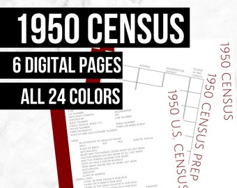 1950 Census Bundle: Printable Genealogy Forms (Digital Download) - Family Tree Notebooks