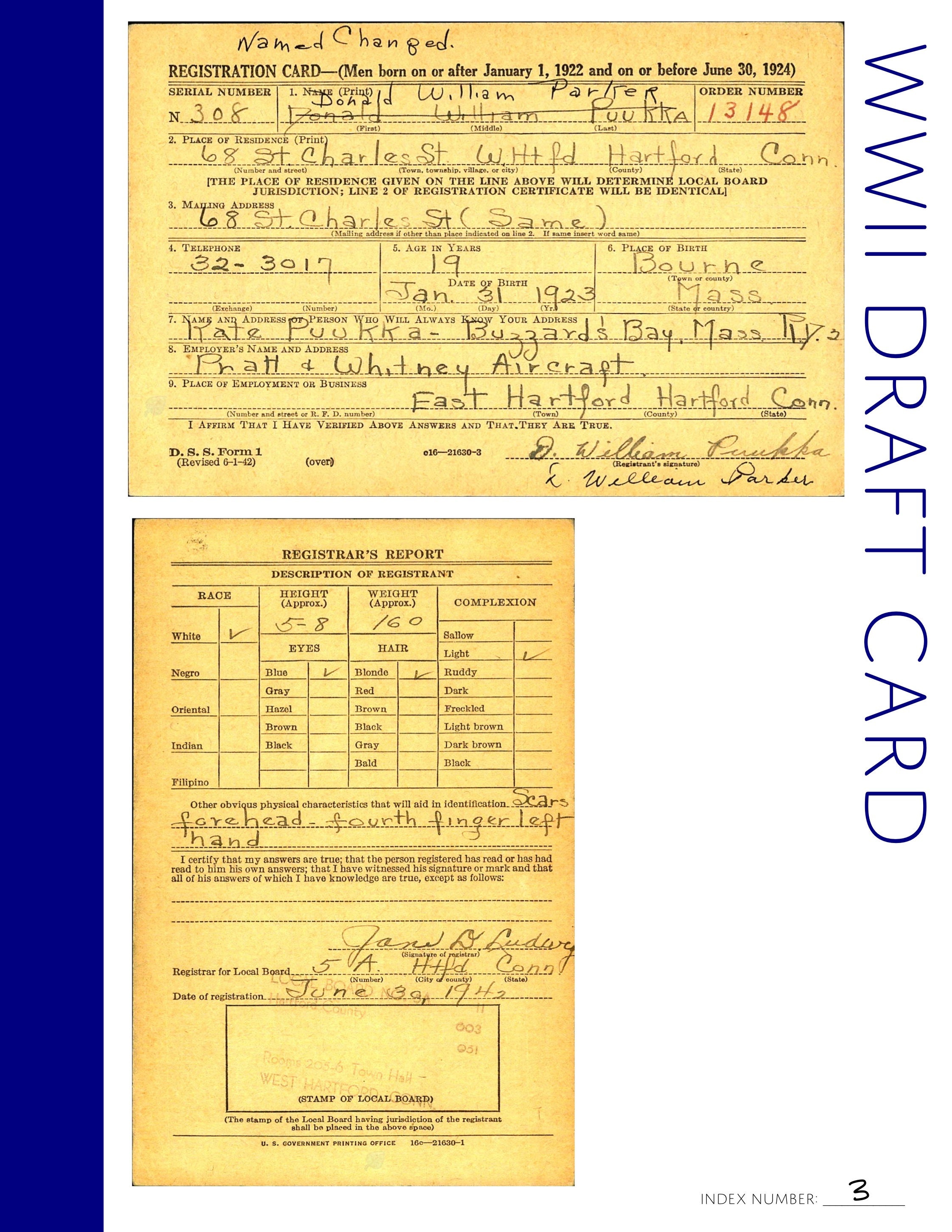 WWII Draft Card blank Printable Ancestry Form for Genealogy Etsy