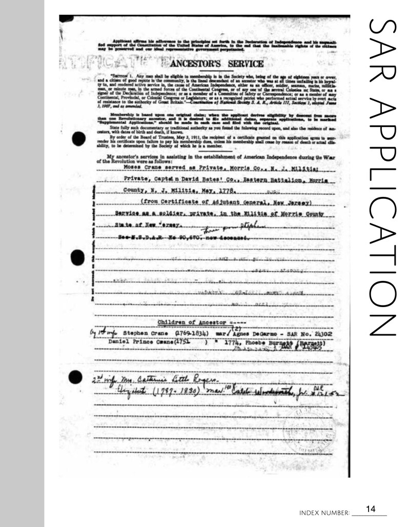 SAR Application Printable Genealogy Form Digital Download Etsy