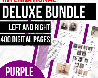 International Deluxe Family History Bundle - Purple (Digital Download) - Family Tree Notebooks