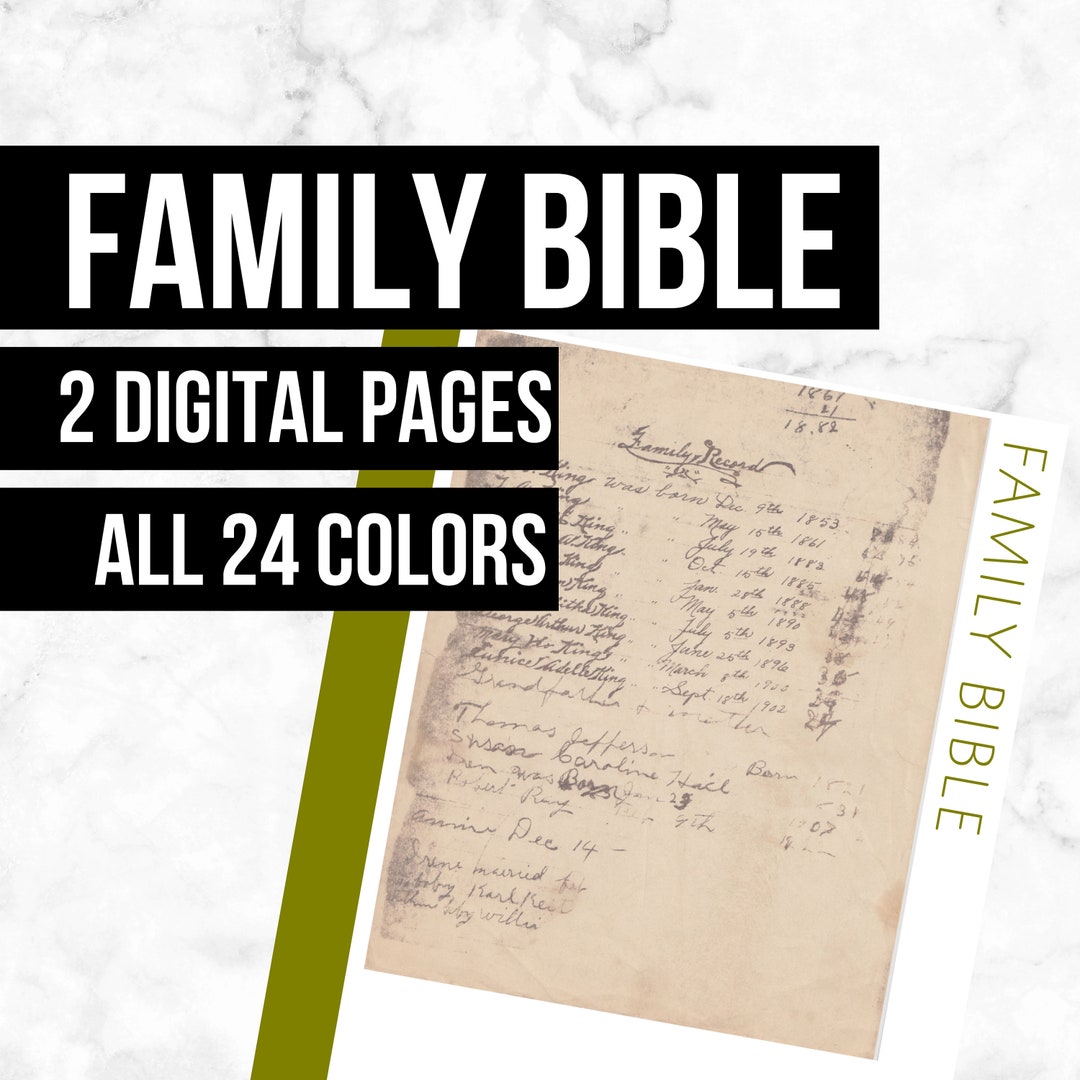 Family Bible: Printable Genealogy Forms digital Download Family Tree ...