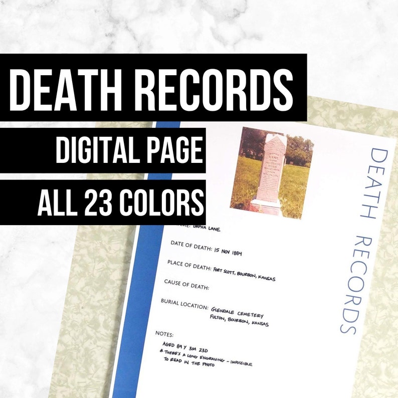 Checklist-Free Death Records: Printable Genealogy Form | Etsy