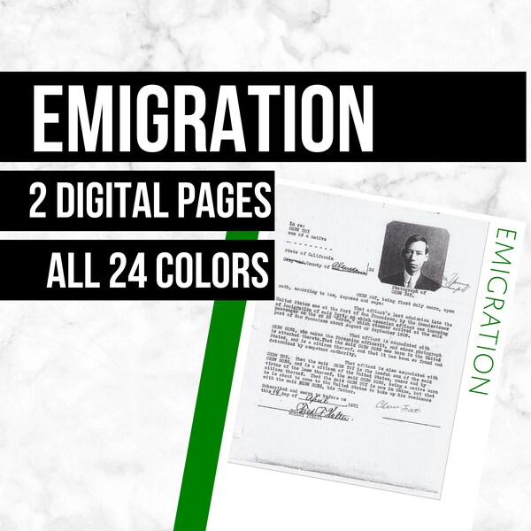 Emigration: Printable Genealogy Form (Digital Download) - Family Tree Notebooks