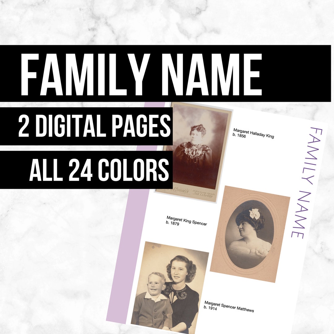 Family Name: Printable Genealogy Form digital Download Family Tree ...