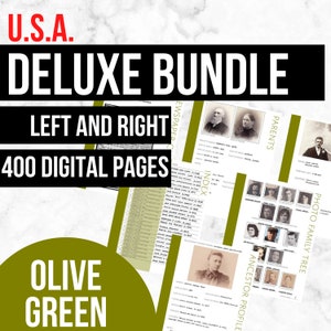 USA Deluxe Family History Bundle - Olive Green (Digital Download) - Family Tree Notebooks
