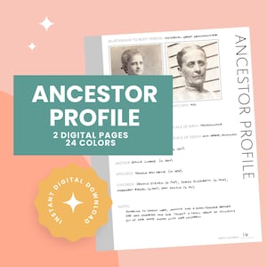 Ancestor Profile: Printable Genealogy Form (Digital Download) - Family Tree Notebooks
