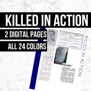 Killed in Action: Printable Genealogy Form (Digital Download) - Family Tree Notebooks