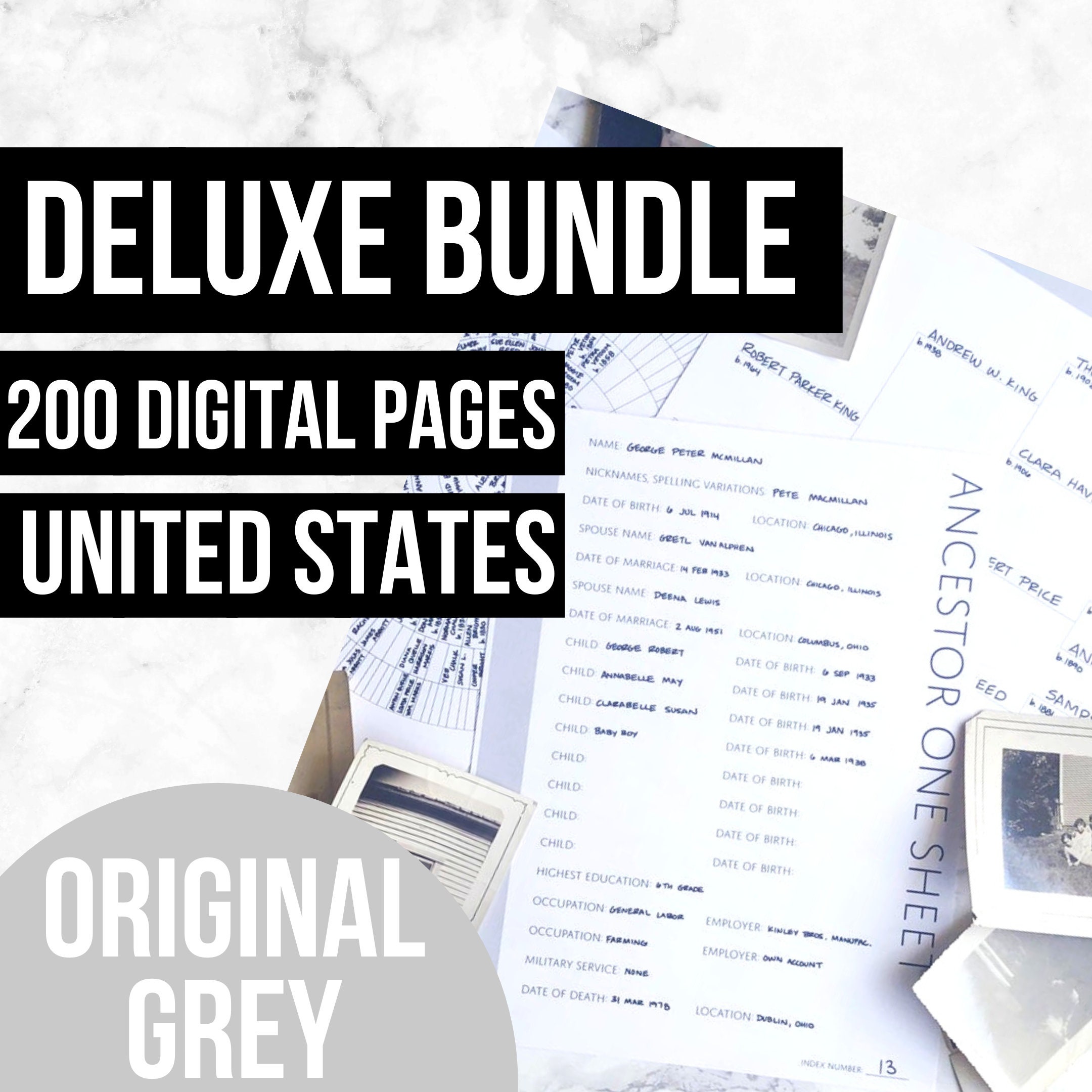 USA Deluxe 200 Page Ultimate Family History Bundle - Original Grey (D…
