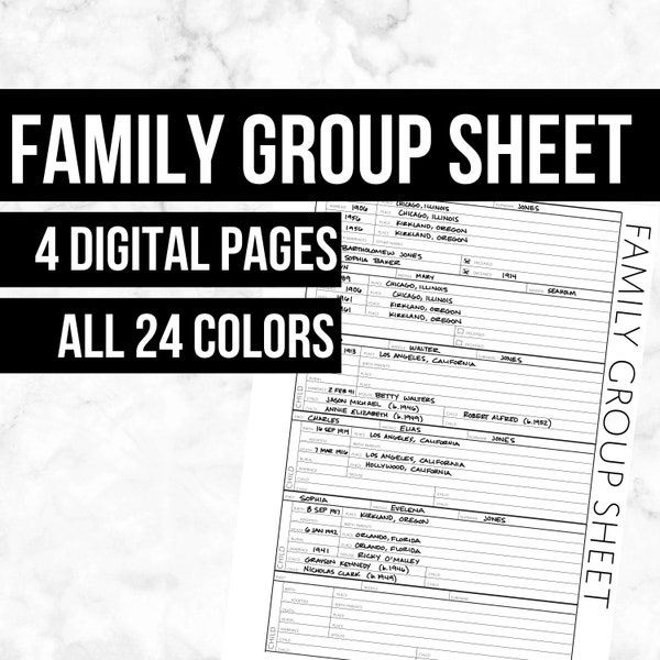 Family Group Sheets: Printable Genealogy Forms (Digital Download) - Family Tree Notebooks