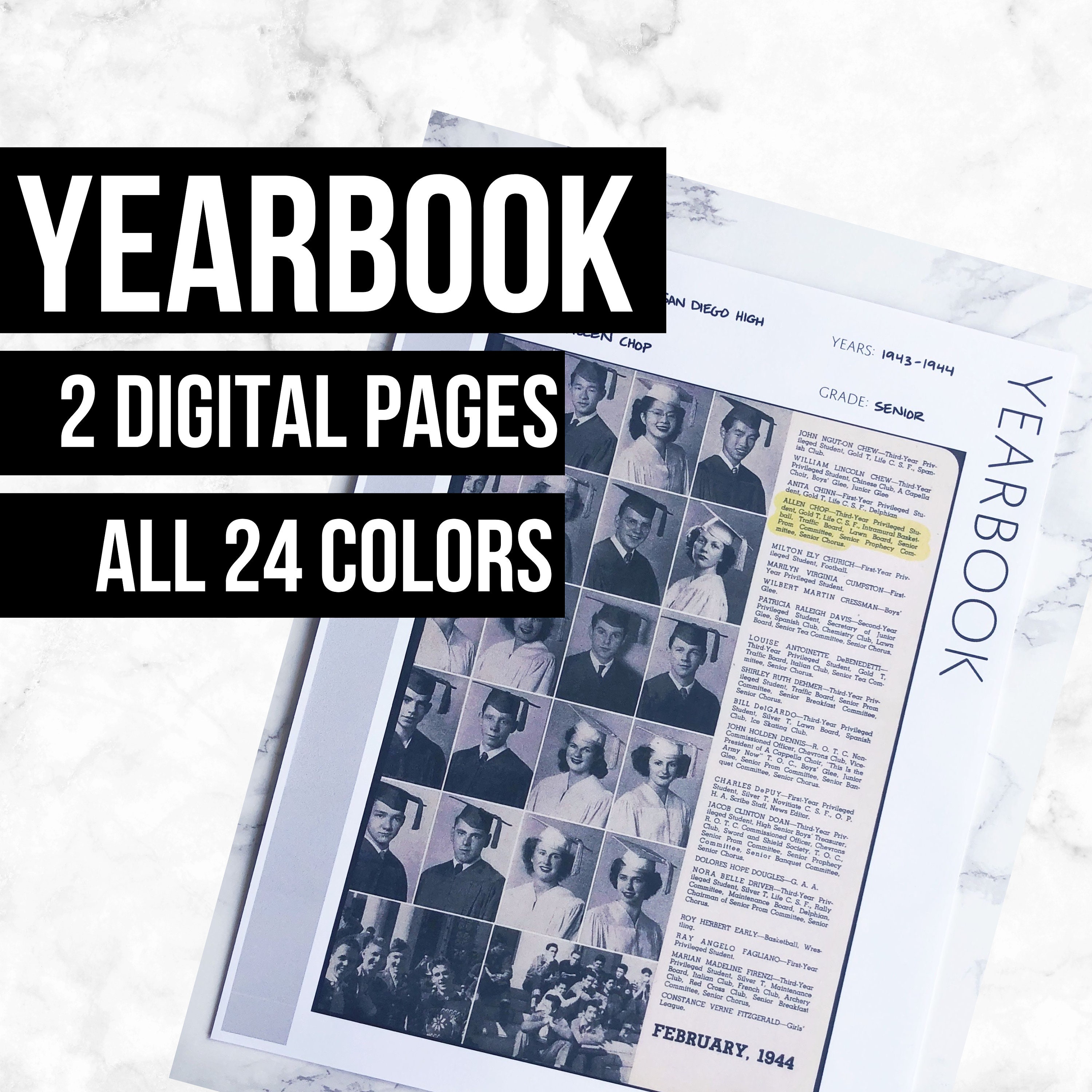 Yearbook Page Printable Family History Form For Genealogy Etsy Yearbook Page Printable Family History Form For Genealogy Etsy