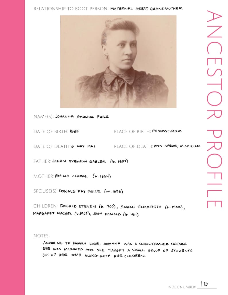 Core 50 Page Family History Bundle Pink Digital Download - Family Tree Notebooks