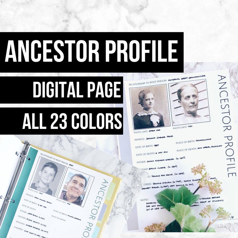 Ancestor Profile: Printable Genealogy Form Digital Download | Etsy
