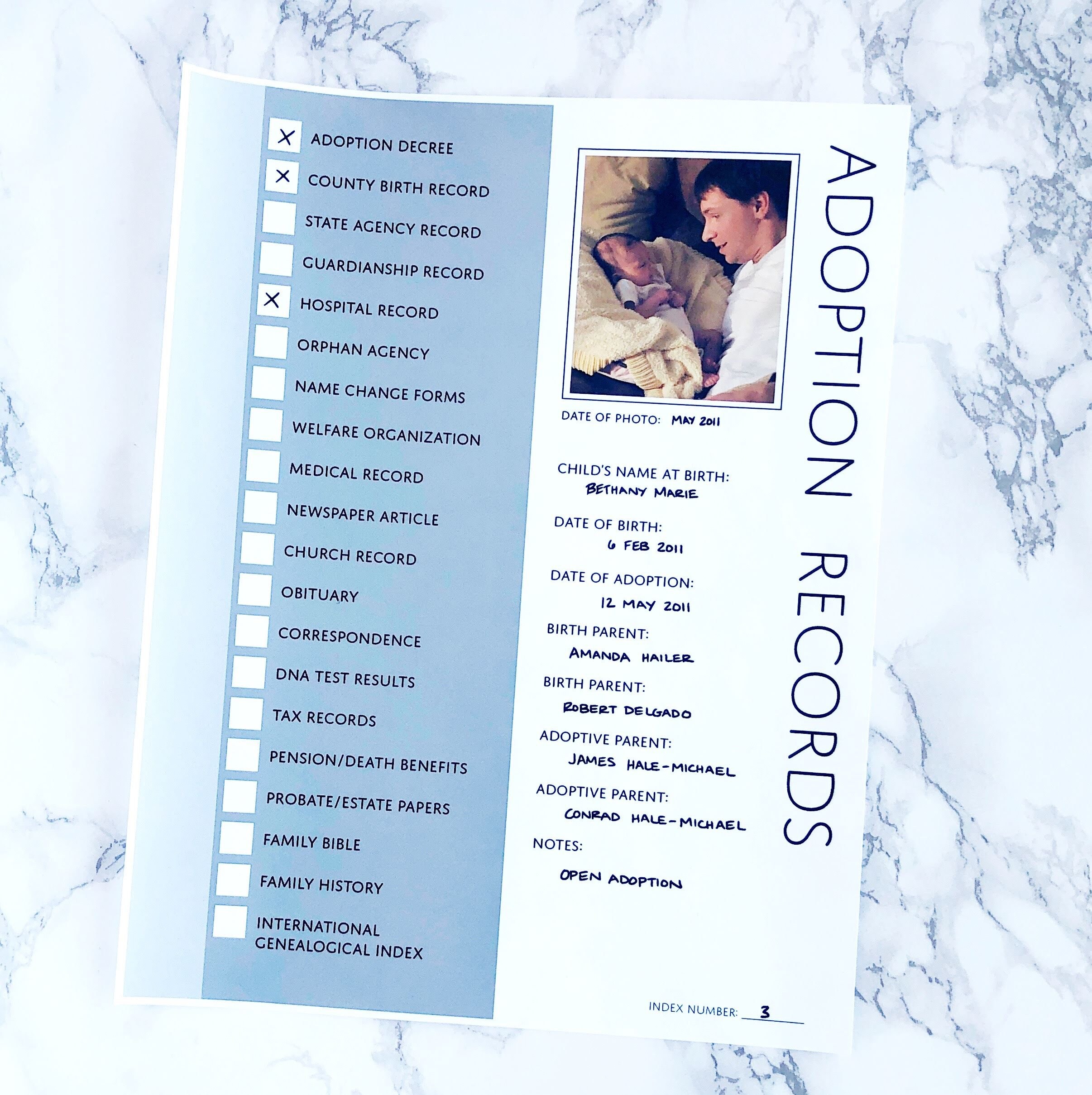 Adoption Records Printable Genealogy Form Digital Download Etsy