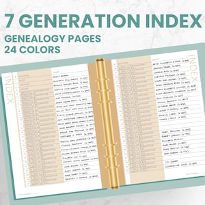Male-First Index Bundle: 6 Generation Printable Genealogy Pages (Digital Download) - Family Tree Notebooks