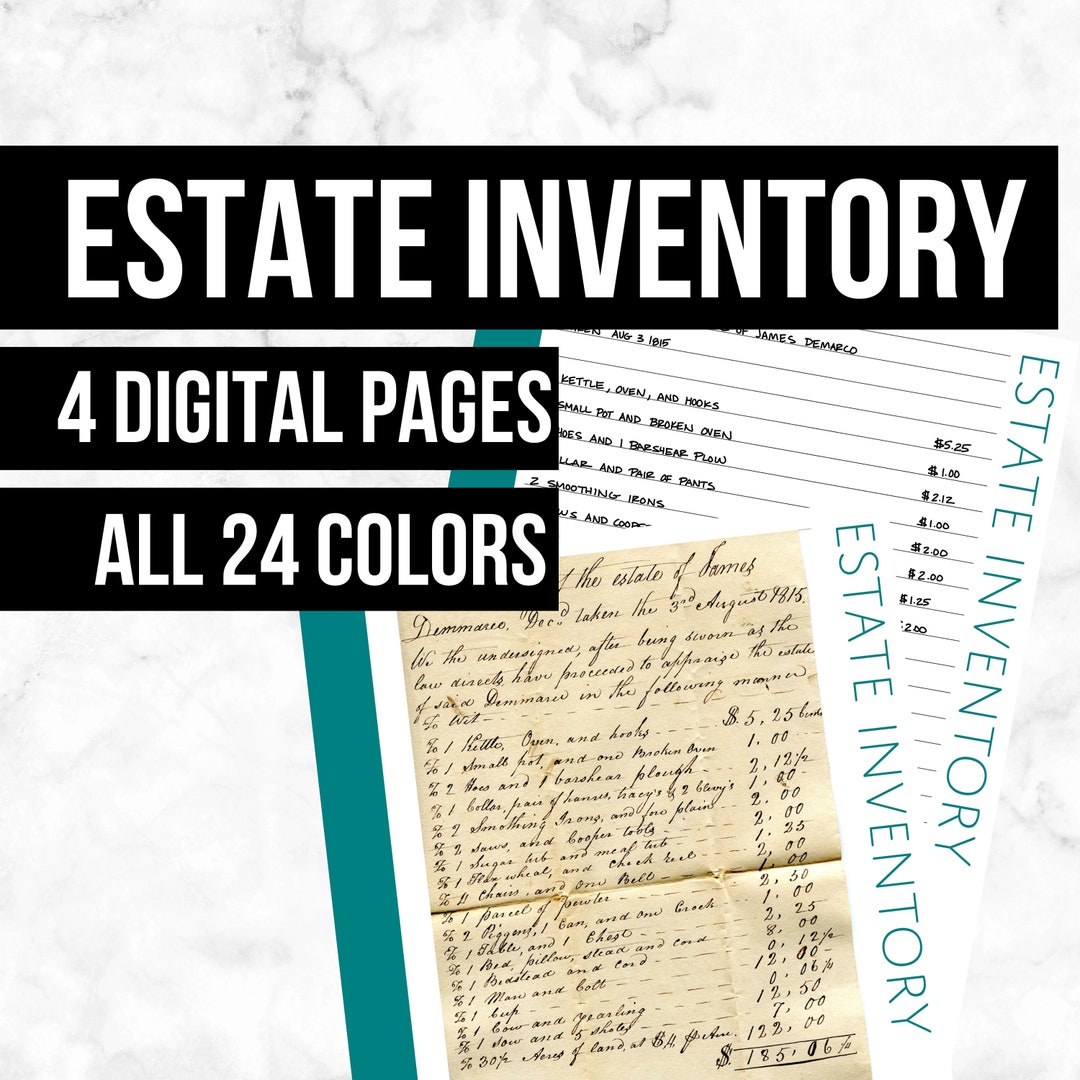 Estate Inventory: Printable Genealogy Forms digital Download Family ...