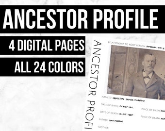 Ancestor Profile: Printable Genealogy Form (Digital Download) - Family Tree Notebooks