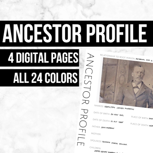 Ancestor Profile: Printable Genealogy Form (Digital Download) - Family Tree Notebooks