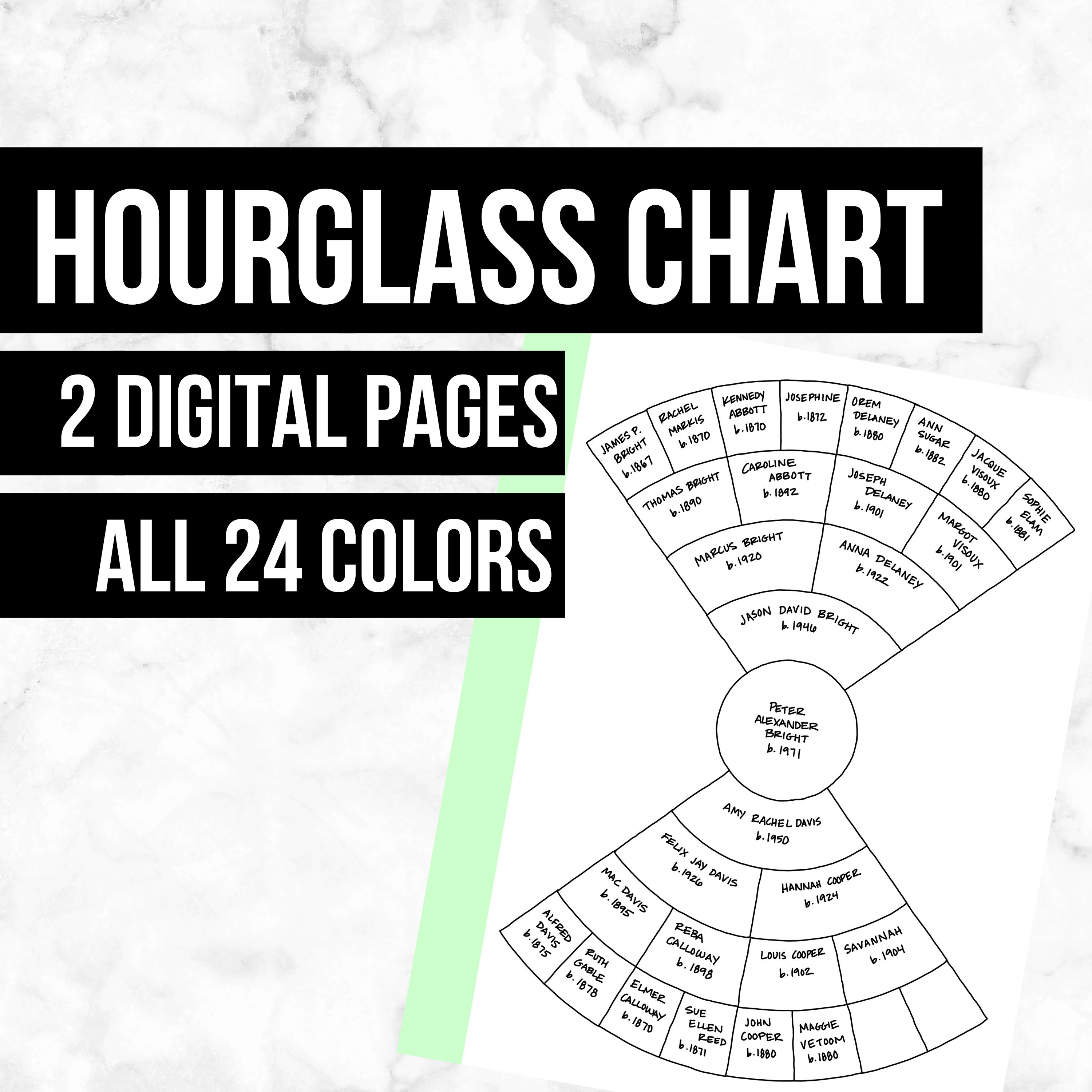 Hourglass Family Tree Chart: Printable Genealogy Form digital - Etsy