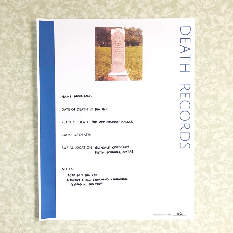 Checklist-Free Death Records: Printable Genealogy Form | Etsy