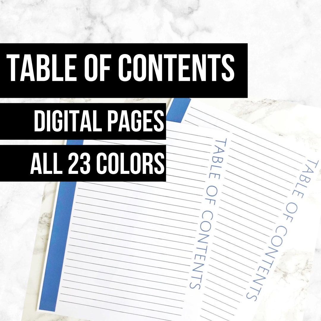 Table of Contents Page: Printable Genealogy Form digital Download ...
