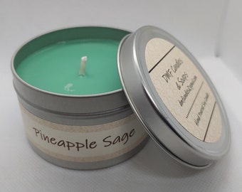 Pineapple Sage, soy candle, 8 oz tin, green candle, scented candle, container candle