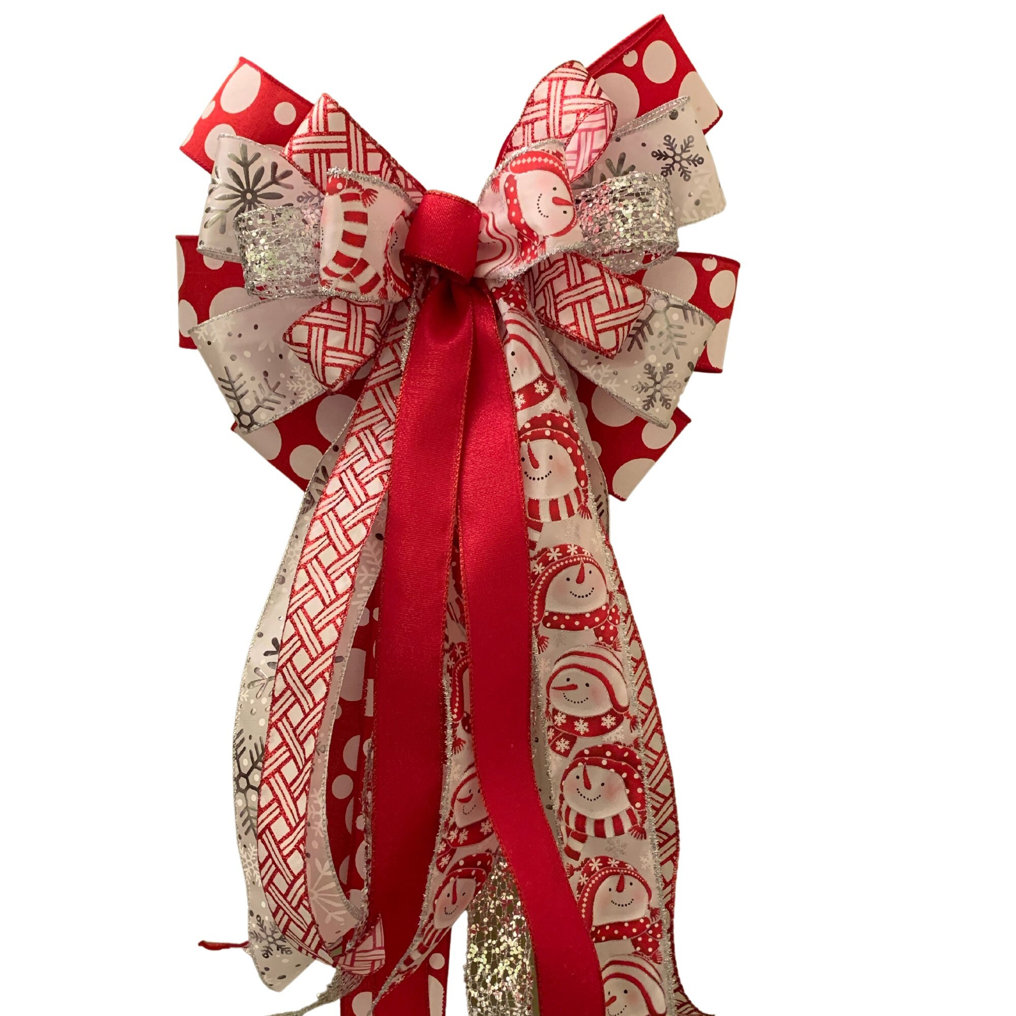 Costco Christmas Ribbon , Snowman Winter Ribbon, Red and White Peppermint,  Sams, 50 Yards Ribbon, Wired Ribbon, Gift Bow Idea 