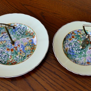 2 / VINTAGE ROYAL STAFFORDSHIRE. A.J. Platos para servir aperitivos/postres Wilkinson, diseño floral Art Nouveau