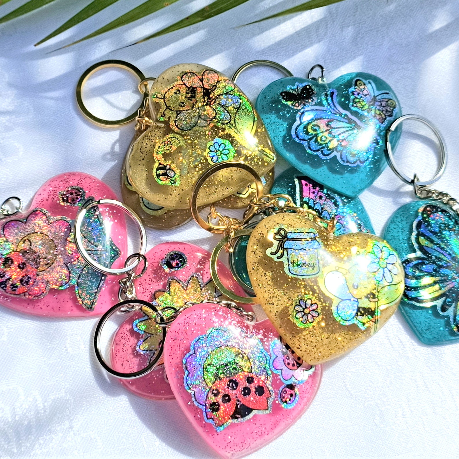 Novelty Resin Heart Keychain Heart Keychain Handcrafted Etsy