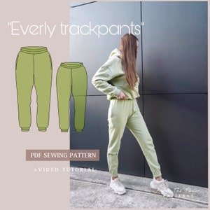 EVERLY trackpants Printable Sewing Pattern A4 pdf Digital Download XS-XL sizes Clear Sewing Instructions Video Tutorial