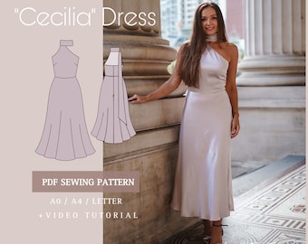 CECILIA dress printable sewing pattern A0-A4-Letter pdf digital download 2XS-4XL sizes with sewing instructions + Video Tutorial