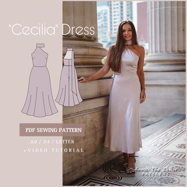 CECILIA dress printable sewing pattern A0-A4-Letter pdf digital download 2XS-4XL sizes with sewing instructions + Video Tutorial