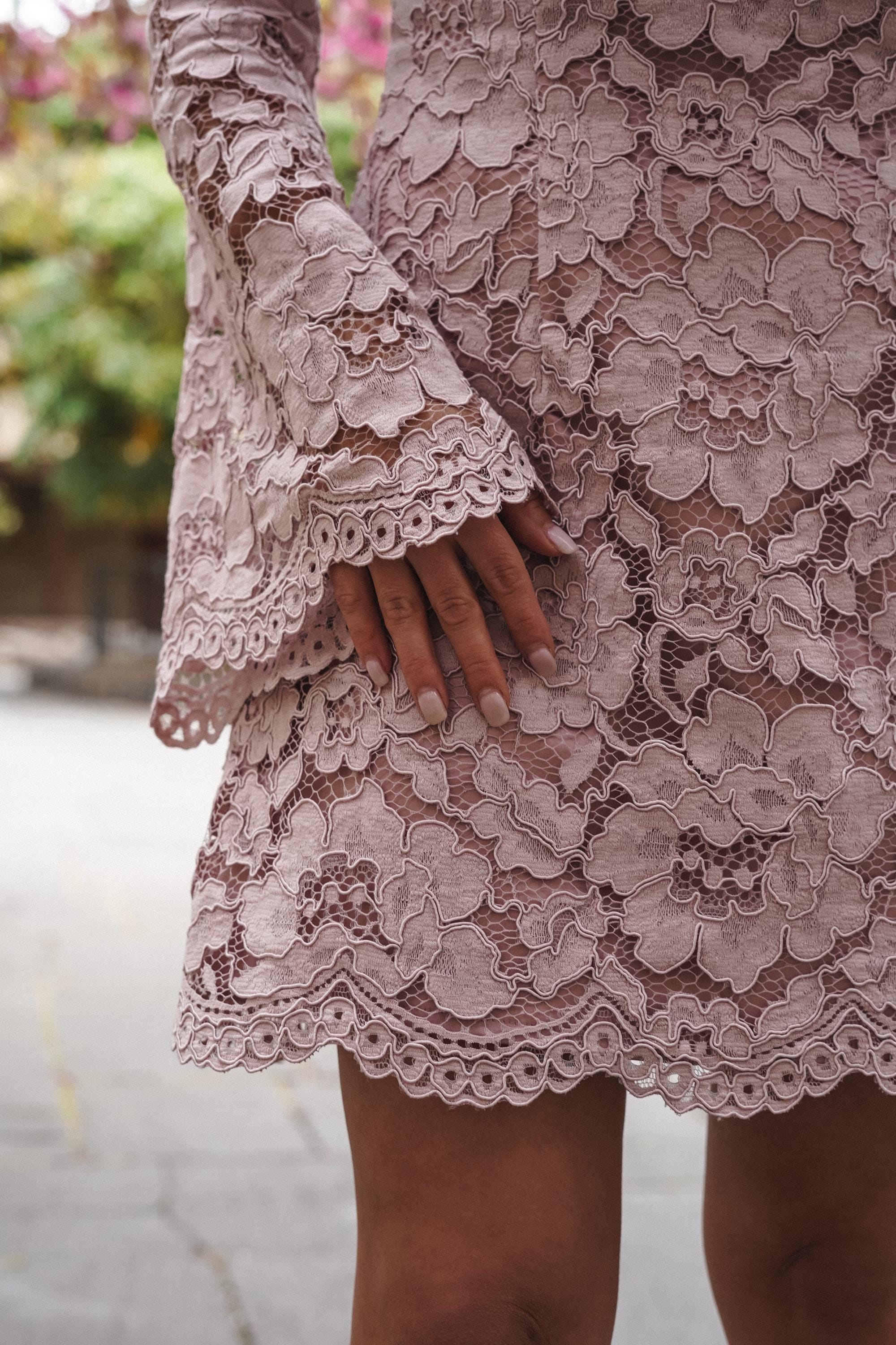 dusty pink lace dress SOPHIE Dress in Floral Dusty Pink Lace With Satin Lining Size Small