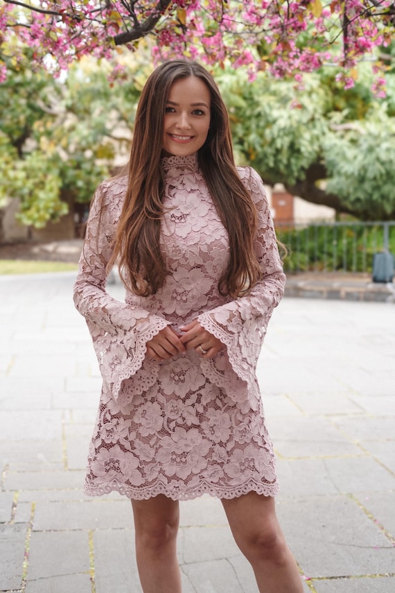 SOPHIE dress in floral dusty pink lace with satin lining size Small SOPHIE dress in floral dusty pink lace with satin lining size Small