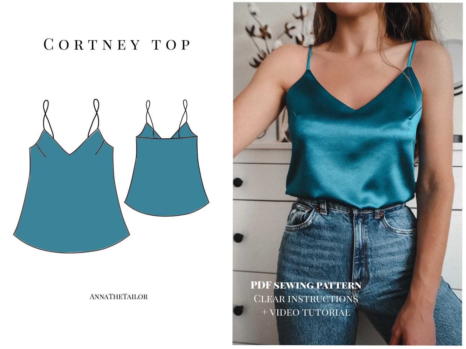 Silk cami slip top Instant download A4 PDF sewing pattern Etsy
