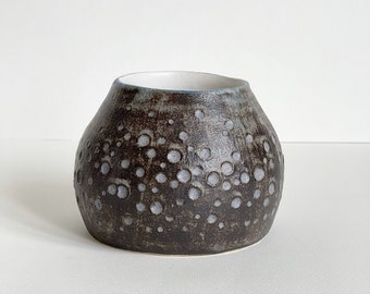 Small brown Moon Textured Stoneware Vase