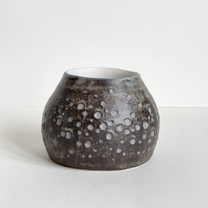 Small brown Moon Textured Stoneware Vase
