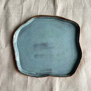 Himalayan Blue Matt Turquoise Stoneware Salad Plate, Dessert Plate, Handmade Dinnerware, Ceramic & Pottery