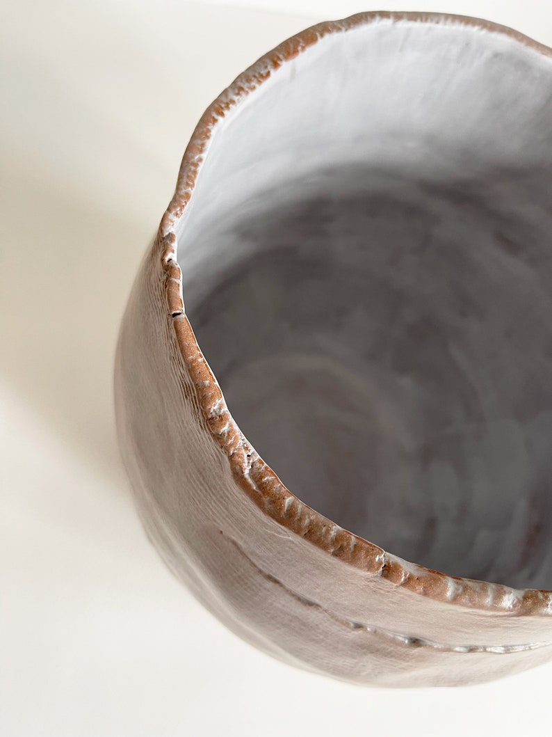 Large Stoneware Glazed Textured Vase image 7